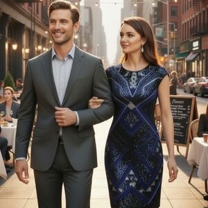 Express Royal Blue Sequin Dress